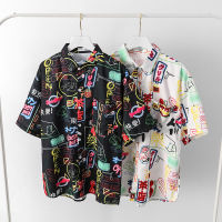 2 Colour【M-3XL】Printed Pattern Short Sleeve Shirt Men Loose Stylish Summer Casual Breathabl Polo Shirt