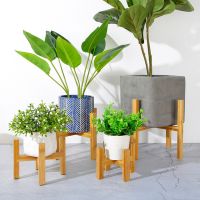 【YF】℡  Standing Bonsai Holder Balcony Wood Pot With Foot Shelf Garden