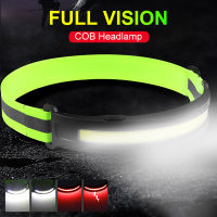 COB LED Headlamp Head Lamp Flashlight with reflective tape Type-C USB Rechargeable Head Torch 5 Mode Head Light Built in battery