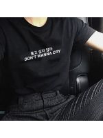 Kpop Korea Dont Wanna Cry TShirt Streetwear Fashion Women Letter Print Tee Tops Summer Hipster Tumblr Grunge Shirt Outfit