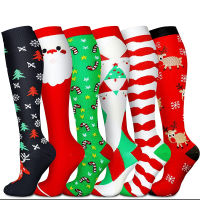 Wholesale Men and Women Christmas Compression Socks Knee High Nylon Sports Socks Football Baseball Soccer Cycling Biking Socks