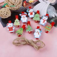 10Pcs/set Christmas Tree Elk Wooden Clip Office School Supplies Cute Photo Wall Decoration Photo Paper Postcard Craft DIY Clips Clips Pins Tacks