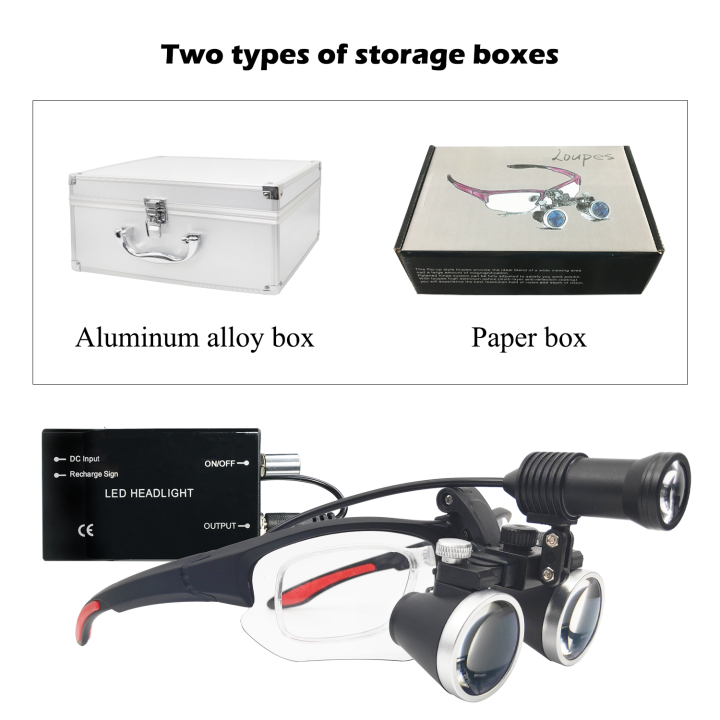 led-loupes-2-5x-3-5x-ที่ว่างเปล่า-prescription-กรอบสำหรับสายตาสั้นสายตาสั้นสายตายาวคนตัวเลือกตัวกรองสีเหลือง-anti-fog-แว่นตาป้องกันกล้องส่องทางไกลแว่นขยายอะคริลิค-goggle-อุปกรณ์เสริมกล่องโลหะกล่องกระด