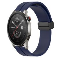 สำหรับ Amazfit GTR 4 22Mm ตะขอแม่เหล็กสีทึบสายนาฬิกาข้อมือซิลิโคน (สีแดงไวน์)