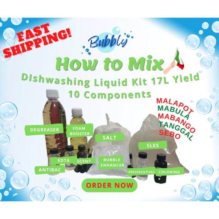 BUBBLY DIY Dishwashing Liquid Kit 17 Liters Yield (10 Components