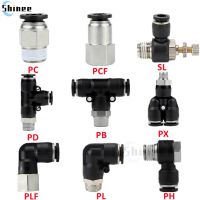 Pneumatic Air Connector Fitting PC/PCF/PB/PKB/PH/PL/PLF/PX/SL 4mm 6mm 8/10mm Thread 1/8 1/4 3/8 1/2 Black Plastic Hose Fittings Hand Tool Parts Access