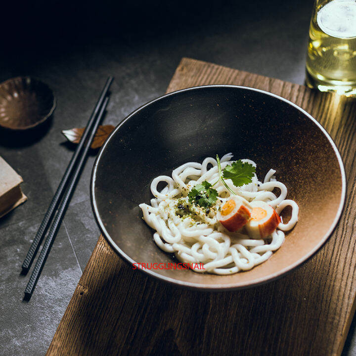 japanese-creative-noodle-bowl-tableware-set-commercial-bamboo-hat-ceramic-bowl-household-large-ramen-rice-noodles-soup-bowl