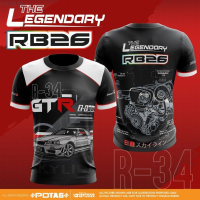 2023 NEW fashion (สต็อกเพียงพอ) 2023 Nissan skylines R34 GTR Z tune t shirt T SHIRT sublimation 3D T Shirt Sizeคุณภาพสูง size:S-5XL