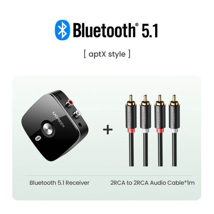 UGREEN Bluetooth RCA Receiver 5.1 Aptx HD 3.5Mm Jack Aux Wireless