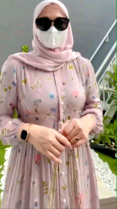 dress lesty atau gamis lesti rayon premium motif bunga model terbaru