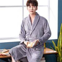 [COD] mens pajamas nightgown thickened autumn and winter morning robe can home service bath towel middle-aged young coral fleece bathrobe