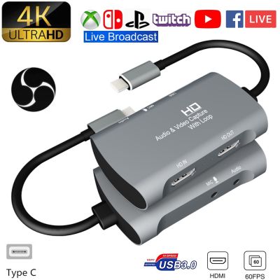 ﹊™◇ Type-C Dual HDMI Video Capture Card 4K 1080P 60FPS USB3.0PS4 XBOX Switch Game Audio Video Live Streaming to Macbook Laptop PC