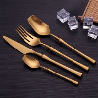 （glistening shop） GoldCutlery Set DinnerwareFork KnifeSet 4Pcs /Setutensils High End Tableware Dropshipping