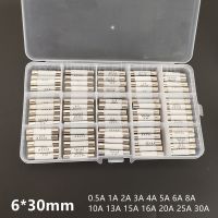 75pcs Ceramic Fuse 6mm x 30mm 0.5A 1A 2A 3A 4A 5A 6A 8A 10A 13A 15A 20A 25A 30A Fuse Assortment Kit 250V 6x30mm Insurance Tube Electrical Circuitry Pa