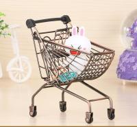 2pcs/Lot Golden Fan Shaped Mini Supermarket Shopping Cart Small Children Desktop Handcart Utility Cart Small Shopping Stroller Mini Hand Held Fans