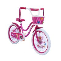 ☁▨✑ 20 In. Frame Bicycle Coaster Brake One Piece Crank White Pink Full Cover Chain GuardFenders and Rims Kids Bike