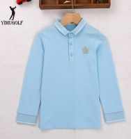 ﹍▨ Golf childrens long-sleeved T-shirt autumn childrens casual tops girls clothing boys lapel sports polo shirts