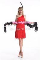 FREE SHIPPING Charleston Black Red Flapper Fancy Dress Costume Feather Boa Headband SMLXL2XL