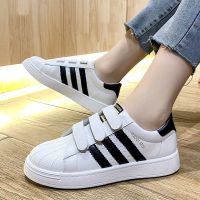 women shoes white shoes flats lat women shoe leather flat Womens Shoes White Casual lat Sports Velcro 2022 Spring Autumn New Style Korean Students All-Match