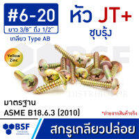 สกรูเกลียวปล่อย เบอร์ 6 หัว JT+ ชุบรุ้ง เกลียวหุน ยาว 3/8" ถึง 1/2"