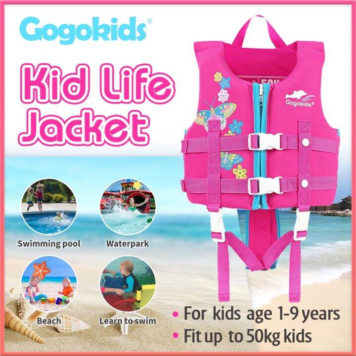 Gogokids Pink Life Jacket Kids Swim Vest Pool Float with Adjustable