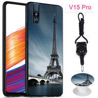 มาใหม่ล่าสุดเคสซิลิโคนนิ่มเคสสำหรับ VIVO โทรศัพท์ VIVO V15 Pro/ 1832A ขาตั้งโทรศัพท์ลวดลายและเชือก