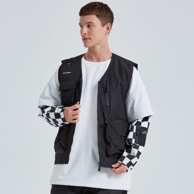 [COD] 2023 trendy ski suits for men and women of the same style outdoor snowboarding vest black white checkered jacket sweater outer