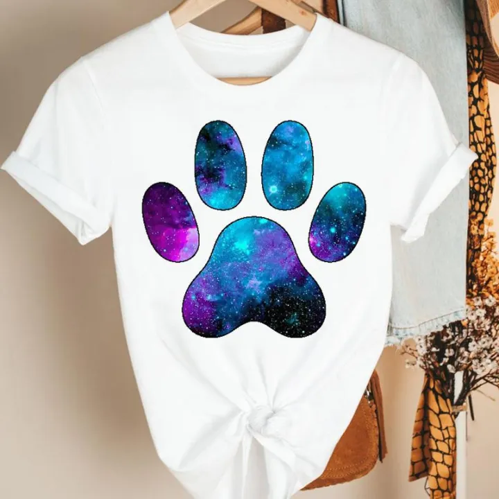 Ladies love watercolor new dog paw 90s cartoon summer short-sleeved  printing fashion female T-shirt top pattern T-shirts | Lazada PH