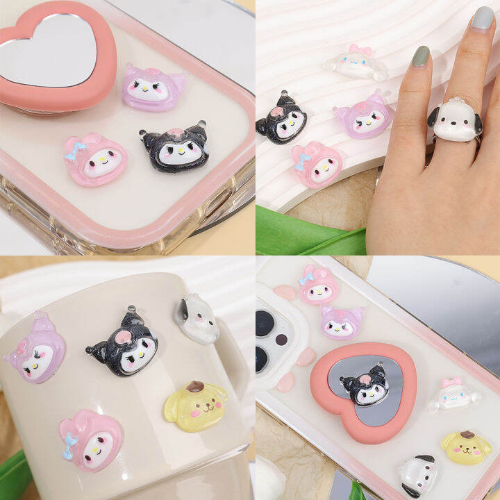 sanrio-โปร่งใสรูปการ์ตูนสัตว์-diy-10ชิ้น5ชิ้น-aksesoris-resin-เหมาะสำหรับกำไลข้อมือที่ผูกผมและอุปกรณ์ตกแต่งอื่นๆ