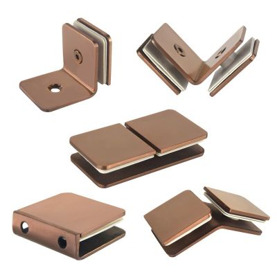 Stainless Steel 304 Rose Gold Glass Fixed Clip Bathroom Glass Door Fixed Code Corner Partition Shower Room Link Clip Clamps