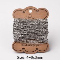 10m 304 Stainless Steel Curb Chains Twisted Chains Soldered Stainless Steel Color 4x3x0.6mm