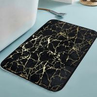 【PPQ Home Life Museum】 Anti Slip Gold พิมพ์เสื่ออาบน้ำกำมะหยี่นุ่มพรมสำหรับห้องนั่งเล่นห้องน้ำ Modern Kitchen Mat พรมห้องนอน60X90ซม. 80x120cm