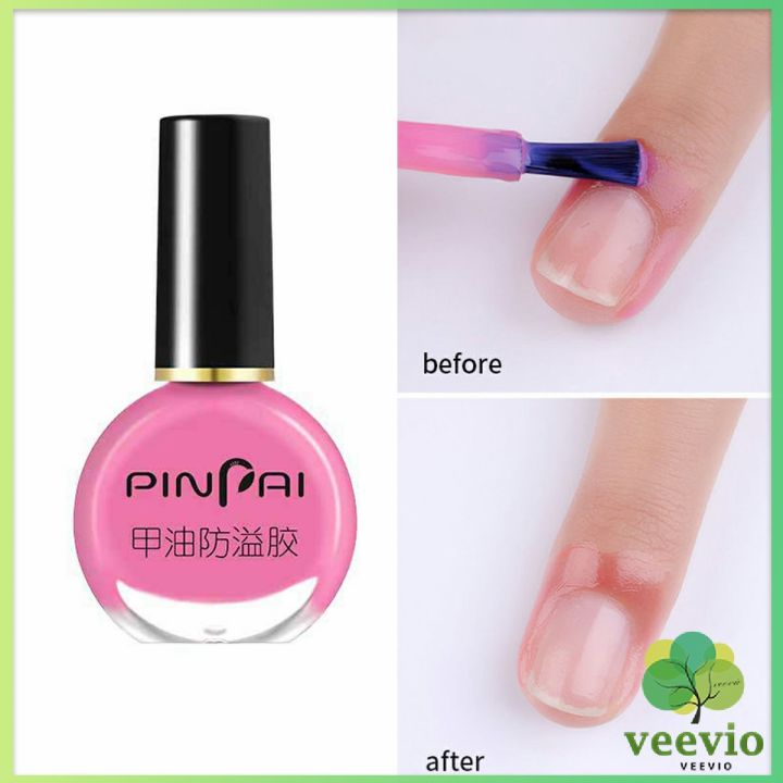 veevio-กาวทาขอบเล็บกันเลอะ-สำหรับทาขอบเล็บกันสีทาเล็บเลอะ-สีชมพู-กับ-สีขาว-nail-polish