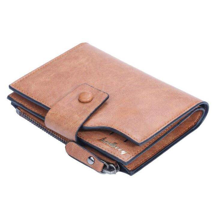 2023 New Baellerry hasp Men wallet vintage three fold short leather