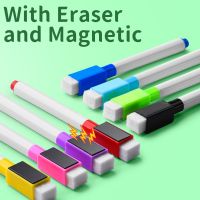 Licao 16Pcs 8 ColorsSet Magnetic Whiteboard Marker Pen, Thin Water Marker, Dry Erase Marker with Built-in Eraser Magnet