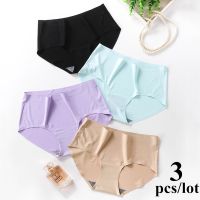 （A So Cute） 3ชิ้นผู้หญิง39; S ชุดชั้นใน SeamlessSilk กางเกงสำหรับผู้หญิง Solidlingerie หญิง UnderwearBriefs กางเกง Underpant