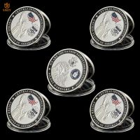 5Pcs USA CIA Silent Warriors Silver Plated Challenge Coin US Statue of Liberty Eagle Souvenirs Coins And Gifts