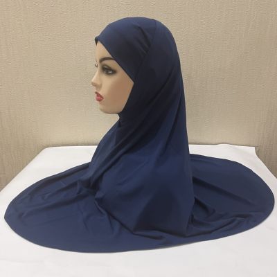 【YF】 H292 Plain Two Pieces Large size muslim hijab with chin part top quality amira pull on islamic scarf hot sell headscarf