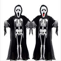 Halloween cosplay Adults and Kids Ghost Skull Skeleton Printed Masquerade Scary Costumes For Carnival Party Clothes Stage Wear
