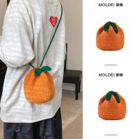 Summer childrens hand-knitted bag wool knitting bag girl 2023 new crossbody pocket cute mobile phone bag 【QYUE】