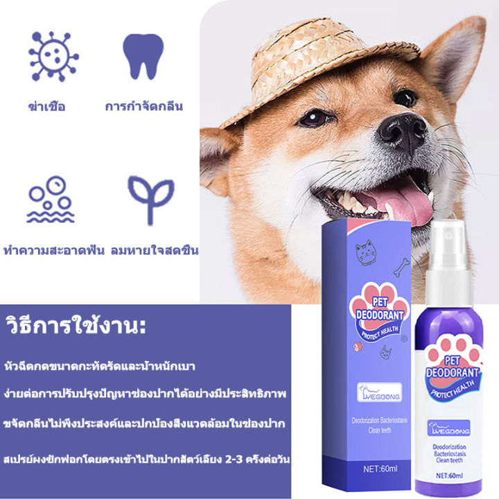 แนะนำจากหมอสัตว์เสี้ยง-yegbong-น้ำยาดับกลิ่นปากแมว-60ml-น้ำยาดับกลิ่นปากสุนัข-ป้องกันโรคในช่องปากของสัตว์เลี้ยง-ขจัดฟันคราบพลัคแคลคูลัสทันตกรรมใช้ได้ทั้งแมวและสุนัข-ดับกลิ่นปากแมว-ดับกลิ่นปากหมา-สเปรย