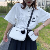 ins Japanese Harajuku bag female 2020 new trendy fashion canvas picture mother bag student wild one-shoulder diagonal bag