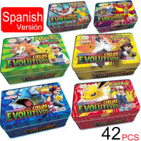 42Set Pokemon cards Iron Box TAKARA TOMY Evolving Reign Game Hobby Collectibles Game Collection Anime Cards for Children