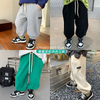 Childrens Trousers For Boys And Girls 2023 Spring Handsome Side Label Foot-Toe Sweetpants For Baby Korean Style Loose Stitching Trendy Pants