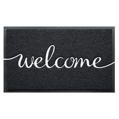 Black Door Mat Durable Welcome Mats Outdoor Indoor Non-Slip Doormat for Entryway Low-Profile Floor Mat for Yard