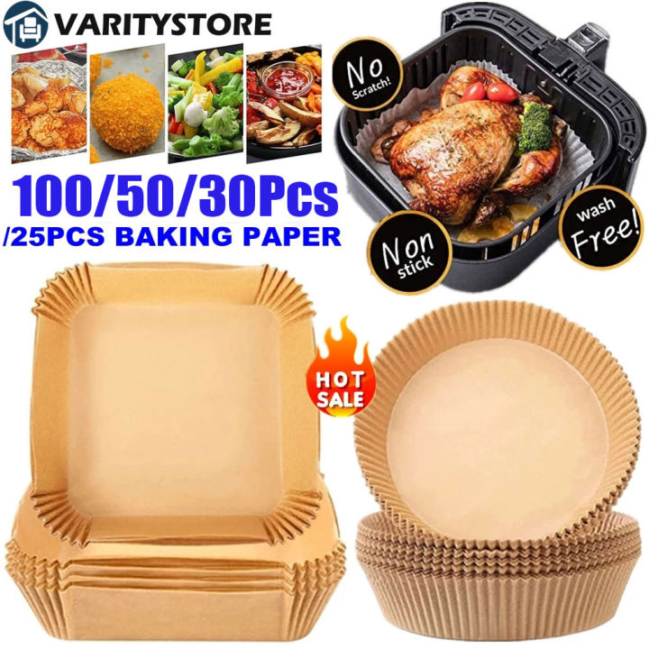 50/100Pcs Disposable Air Fryer Paper Liners Steamer Liners Square