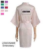 Custom Wedding Bathrobe Logo Name Personalized Robe Women Satin Silk Kimono Bride Bridesmaid Peignoir Personnalises Mariage