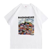 เสื้อยืดพิมพ์ลายแฟชั่น เสื้อยืด พิมพ์ลายโลโก้ Radiohead สีขาว สไตล์ฮิปฮอป พังก์ร็อคอินดี้ ฮาราจูกุ สําหรับผู้ชาย MIgiij8