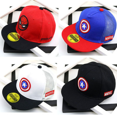 [ในสต็อก] กัปตันอเมริกา Spidermanss เด็กเด็กสาวฝ้าย Snapback หมวกหมวกเบสบอลฮิปฮอปแฟชั่นหมวกกลางแจ้ง
