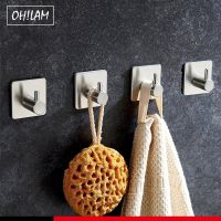 Self Adhesive Clothes Towel Hooks 304 StainlessSteel Bathroom Kitchen Strong Stick Storage Rack Bag Key Holder Pot Shovel Hanger Clothes Hangers Pegs